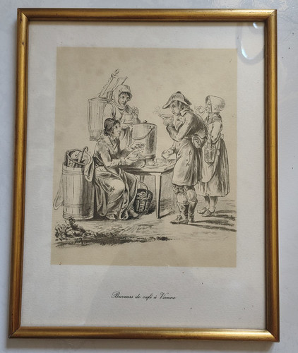 Gravure ancienne buveurs - ancienne, de