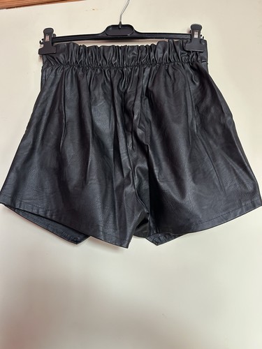 Short femme noir - effet, cuir