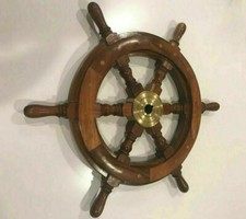 Roue de bateau nautique maritime de collection en bois 18 pouces direction dé...