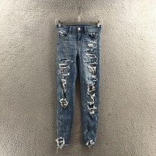 American Eagle Jegging Jeans Womens 0R (actual 26x27.5) Blue Denim Distressed