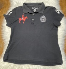 Scapa Spots Polo Large Royal Member Faded Black Graphic Embroidered Polo Shirt