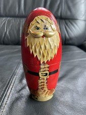 Matriochka Santa Claus Nesting Doll Set 5pcs Wooden Handcrafted Collectible
