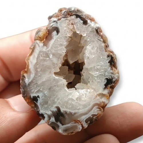 Agate géode motif plume - agate,