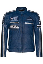 Veste De Moto En Cuir Bleu