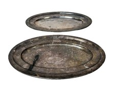 Bouillet & Bourdelle Silver Plated Antique Set. French. x2 Dishes 11in