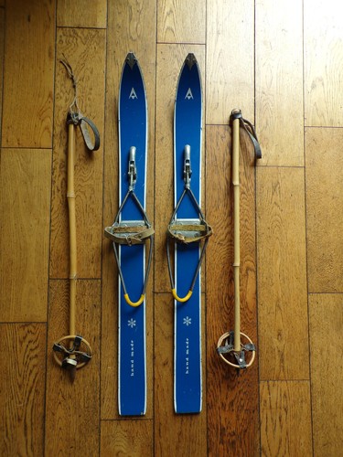 Ancien ski enfant bois - enfant, et
