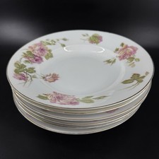 RC Bavaria Set 6 Drop Rose Pattern Wide Rim Soup Bowls 10”