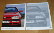 Volkswagen VW Golf Mk4 Cabriolet Brochure 1995-1996 1.8 &  2.0 Avantgarde