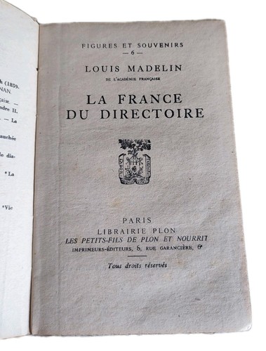 Livre ancien france du - la,
