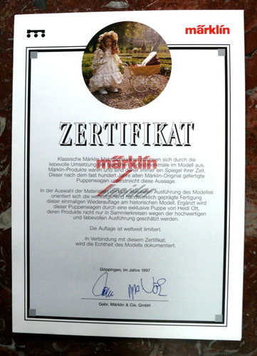 Märklin certificat pour - mÄrklin, :