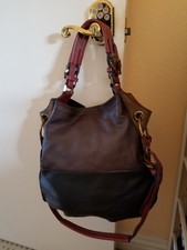 orYANY Selina Leather Hobo Purse Satchel  Handbag Brown Black Color Block Women