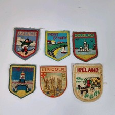 Lot Of 6 Vintage Embroidered Souvenir Badges Chester, Douglas, Port St. Mary Etc