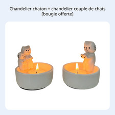 Photophore chat en céramique