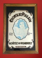 Ancien Miroir Publicitaire Sérigraphié "Chocolat Poulain"