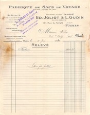 1931 FABRIQUE DE SACS DE VOYAGE ED JOLIOT ET L GUDIN A PARIS - M. MILOU A SORT