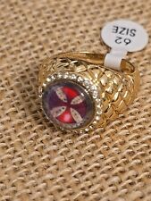Bague Chevaliere Fantaisie Dorée Taille Doigt 62 Templiers Croisés Templar Croix