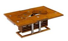 Table Basse Art Déco "Michel" Avec Cadre En Chrome Plateau En Bois Extensible