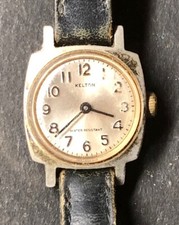 #30 Antique Women's KELTON Black Leather Strap Watch as Is