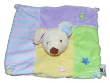 Doudou plat Souris mauve jaune