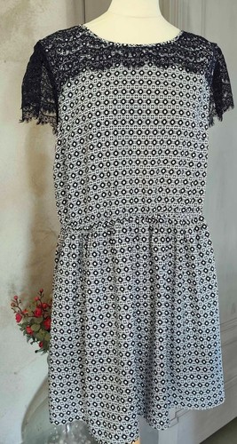 Robe femme noir blanc dentelle - robe,