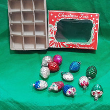 12 Boules de Noël ancienne en verre églomisé miniature