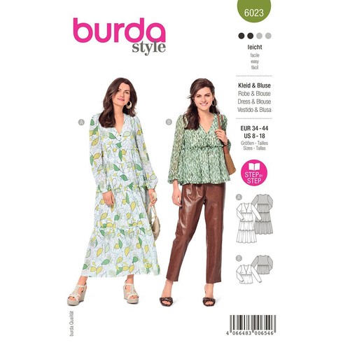 Burda 6023 robe - robe, blouse