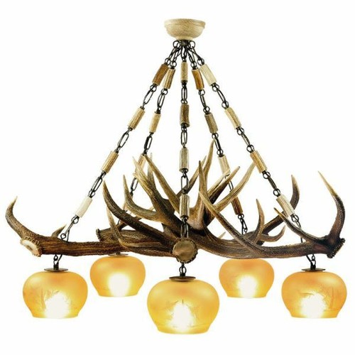 Lustre avec vrai bois cerf - lustre,