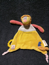 Doudou  plat lion jaune écru  "Les papoum "  Moulin Roty   Etat Neuf