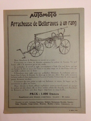 Ancienne publicite arracheuse - ancienne,