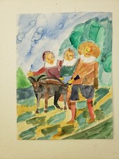 Contemporary work Les Jeux Galants watercolor 41cm/ 31cm 1998 Artprice side