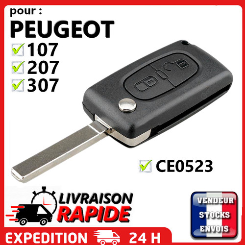 Coque clé plip pour peugeot - clé,