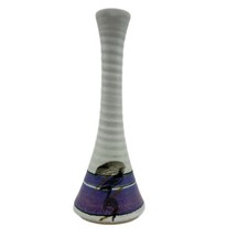 Vintage Signed RHM BF Goodrich Gray & Purple Art Pottery Stoneware Vase