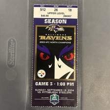 Ben Roethlisberger NFL Debut Ticket Stub 9/19/2004 Pittsburgh Steelers Ravens