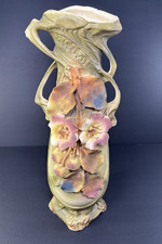 Antique Royal Dux  Floral Double Handle Art Nouveau Amphora Vase Austria