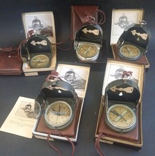 Lot of 5 Military Compasses Militaria BAZARD with Compass Case