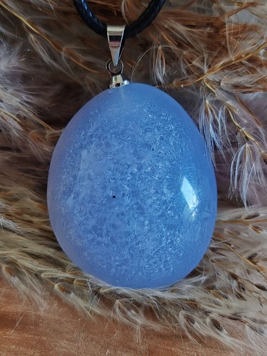 Pendentif calcédoine bleue - pendentif,
