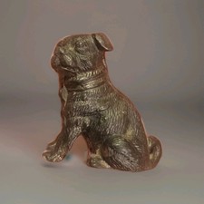 Ancienne Figurine Plomb/ Etain Chien Carlin Assis Fin XIXe Début XXe 