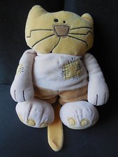 doudou peluche chat jaune beige NOUNOURS 26cm