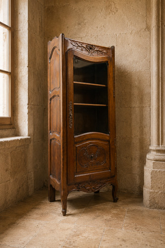 Vitrine noyer sculpté - noyer, –