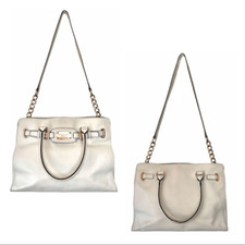 Michael Kors Hamilton Large Ivory Maxi Tote Satchel with Rose Gold Hardware