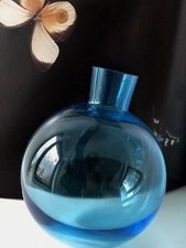 Unbalanced Blue Glass Round Tilting Glass Vase Glass Vase