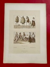Gravure XIX Firmin Didot & Cie FRANCE Paysans sur Échasses