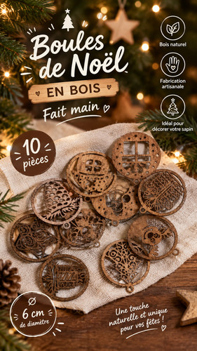 Boules noël en bois - boules,