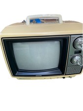 Toshiba 1970’s Black Stripe Model 6095Z Portable Television Yellow VHF/UHF