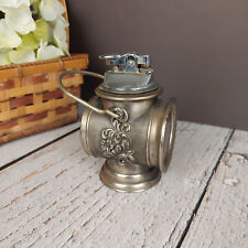 Vintage Tin & Brass Chrome Table Lighter Antique Lamp Shape France
