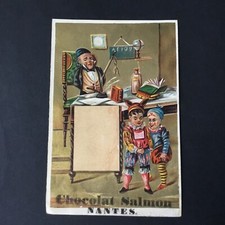 Chromo Ancien Doré Carton Table Ecole Tual Salmon Nantes XIXè Victorian Scrap