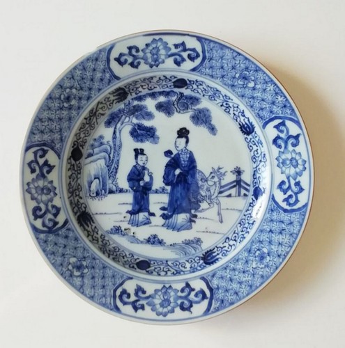 Ancienne assiette bleu blanc - assiette,