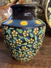 Vase terre vernissée René NICOLE Poterie Savoyarde Haut. 14 Cm