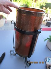 Porte Parapluie Cuivre Fer Forgé Seau à Bois de Cheminée Charbon Graines Atelier