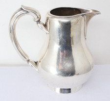 Christofle Water Jug Silver Plated Mid Century Bulbous Shape Scroll Handle